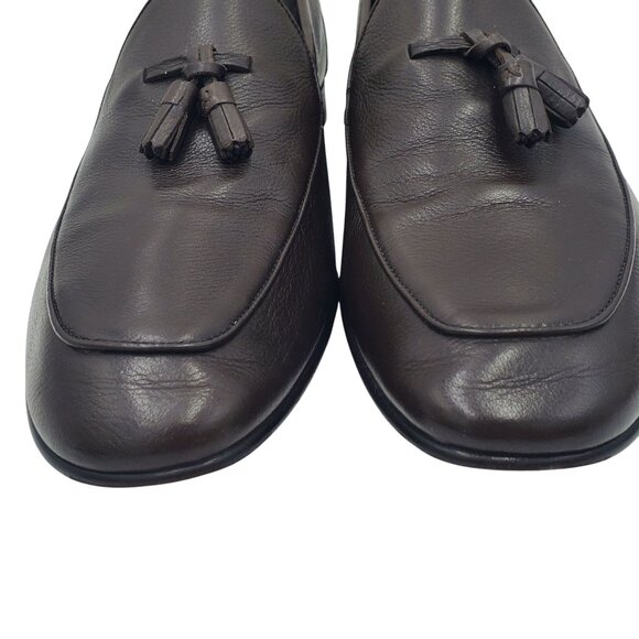 Italy Ermenegildo Zegna Men\'s Size 13US/12EU Brown leather tasseled loafer shoes main image 5